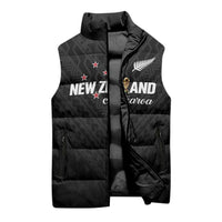 Custom Football New Zealand Sleeveless Puffer Jacket Aotearoa United Black Version - Polynesian Pride