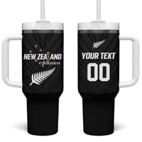 Custom Football New Zealand Tumbler With Handle Aotearoa United Black Version - Polynesian Pride