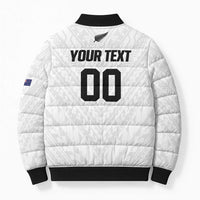 Custom Football New Zealand Bomber Puffer Jacket Aotearoa United White Version - Polynesian Pride