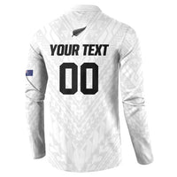 Custom Football New Zealand Button Sweatshirt Aotearoa United White Version - Polynesian Pride