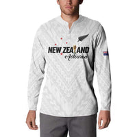 Custom Football New Zealand Button Sweatshirt Aotearoa United White Version - Polynesian Pride