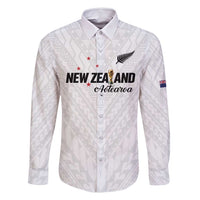 Custom Football New Zealand Family Matching Mermaid Dress and Hawaiian Shirt Aotearoa United White Version - Polynesian Pride