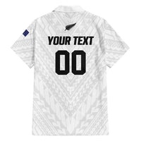 Custom Football New Zealand Family Matching Off The Shoulder Long Sleeve Dress and Hawaiian Shirt Aotearoa United White Version - Polynesian Pride