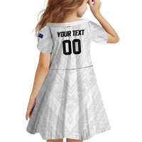 Custom Football New Zealand Family Matching Off Shoulder Short Dress and Hawaiian Shirt Aotearoa United White Version - Polynesian Pride
