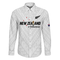 Custom Football New Zealand Family Matching Puletasi and Hawaiian Shirt Aotearoa United White Version - Polynesian Pride