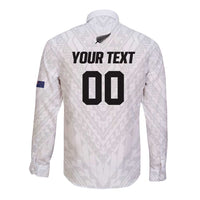 Custom Football New Zealand Long Sleeve Button Shirt Aotearoa United White Version - Polynesian Pride