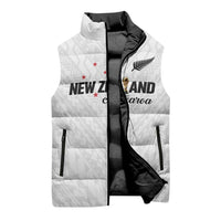 Custom Football New Zealand Sleeveless Puffer Jacket Aotearoa United White Version - Polynesian Pride