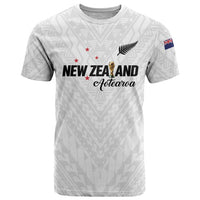 Custom Football New Zealand T Shirt Aotearoa United White Version - Polynesian Pride