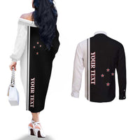 Personalised New Zealand 2025 Archery Basic Couples Matching Off The Shoulder Long Sleeve Dress and Long Sleeve Button Shirt Archery NZ LT01 - Polynesian Pride