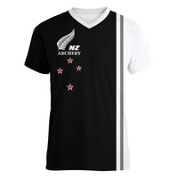 Personalised New Zealand 2025 Archery Basic Women V-Neck T-Shirt Archery NZ