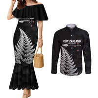 Personalised New Zealand 2025 Archery Couples Matching Mermaid Dress and Long Sleeve Button Shirt Aotearoa Silver Arrows Black