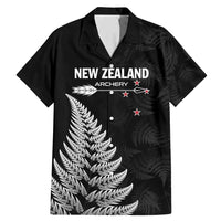 Personalised New Zealand 2025 Archery Family Matching Mermaid Dress and Hawaiian Shirt Aotearoa Silver Arrows Black