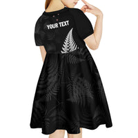 Personalised New Zealand 2025 Archery Kid Short Sleeve Dress Aotearoa Silver Arrows Black