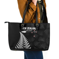 New Zealand 2025 Archery Leather Tote Bag Aotearoa Silver Arrows Black LT01 - Polynesian Pride