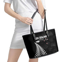 New Zealand 2025 Archery Leather Tote Bag Aotearoa Silver Arrows Black LT01 - Polynesian Pride