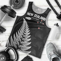Personalised New Zealand 2025 Archery Men Tank Top Aotearoa Silver Arrows Black