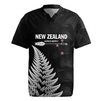 Personalised New Zealand 2025 Archery Rugby Jersey Aotearoa Silver Arrows Black