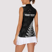 Personalised New Zealand 2025 Archery Women Sleeveless Polo Shirt Aotearoa Silver Arrows Black