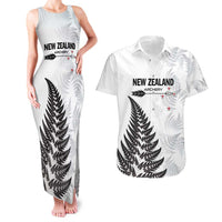 Personalised New Zealand 2025 Archery Couples Matching Tank Maxi Dress and Hawaiian Shirt Aotearoa Silver Arrows White