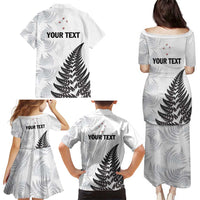 Personalised New Zealand 2025 Archery Family Matching Puletasi and Hawaiian Shirt Aotearoa Silver Arrows White