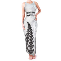 Personalised New Zealand 2025 Archery Family Matching Tank Maxi Dress and Hawaiian Shirt Aotearoa Silver Arrows White