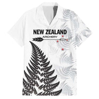 Personalised New Zealand 2025 Archery Hawaiian Shirt Aotearoa Silver Arrows White
