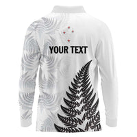 Personalised New Zealand 2025 Archery Long Sleeve Polo Shirt Aotearoa Silver Arrows White