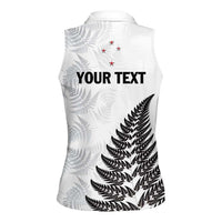 Personalised New Zealand 2025 Archery Women Sleeveless Polo Shirt Aotearoa Silver Arrows White