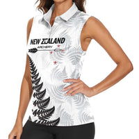 Personalised New Zealand 2025 Archery Women Sleeveless Polo Shirt Aotearoa Silver Arrows White