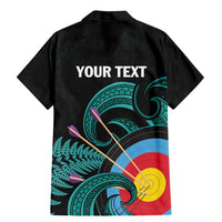 Personalised New Zealand Archery Family Matching Mermaid Dress and Hawaiian Shirt Turquoise Maori Silver Fern