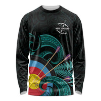Personalised New Zealand Archery Long Sleeve Shirt Turquoise Maori Silver Fern LT01 Unisex Turquoise - Polynesian Pride
