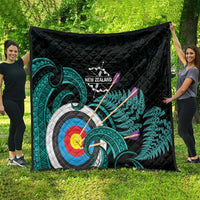 New Zealand Archery Quilt Turquoise Maori Silver Fern LT01 - Polynesian Pride