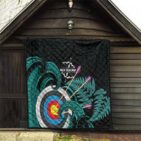 New Zealand Archery Quilt Turquoise Maori Silver Fern LT01 - Polynesian Pride