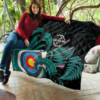 New Zealand Archery Quilt Turquoise Maori Silver Fern LT01 - Polynesian Pride
