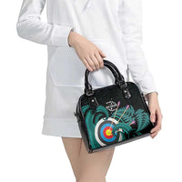New Zealand Archery Shoulder Handbag Turquoise Maori Silver Fern LT01 - Polynesian Pride