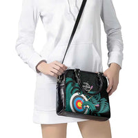 New Zealand Archery Shoulder Handbag Turquoise Maori Silver Fern LT01 - Polynesian Pride