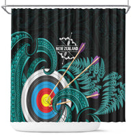 New Zealand Archery Shower Curtain Turquoise Maori Silver Fern LT01 Turquoise - Polynesian Pride