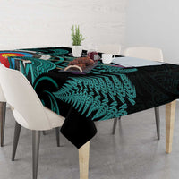 New Zealand Archery Tablecloth Turquoise Maori Silver Fern