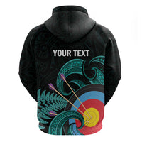 Personalised New Zealand Archery Zip Hoodie Turquoise Maori Silver Fern LT01 - Polynesian Pride
