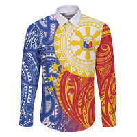 Philippines Family Matching Short Sleeve Bodycon Dress and Hawaiian Shirt Pilipinas Polynesian Pattern LT01 Dad's Shirt - Long Sleeve Art - Polynesian Pride