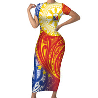 Philippines Family Matching Short Sleeve Bodycon Dress and Hawaiian Shirt Pilipinas Polynesian Pattern LT01 Mom's Dress Art - Polynesian Pride