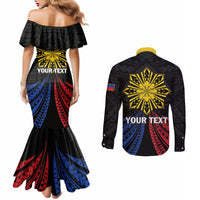 Personalized Philippines Independence Day Couples Matching Mermaid Dress and Long Sleeve Button Shirt Filipino 126th Anniversary Sun Tattoo