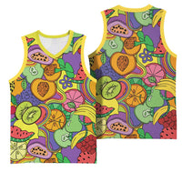 Hawaii Fruits Hippie Style Basketball Jersey Vibrant Colorful LT01 - Polynesian Pride