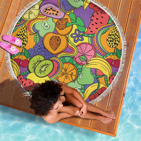 Hawaii Fruits Hippie Style Beach Blanket Vibrant Colorful LT01 - Polynesian Pride
