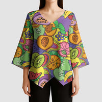 Hawaii Fruits Hippie Style Kimono Sleeve Blouse Vibrant Colorful LT01 - Polynesian Pride