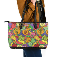 Hawaii Fruits Hippie Style Leather Tote Bag Vibrant Colorful LT01 - Polynesian Pride