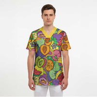 Hawaii Fruits Hippie Style Scrub Top Vibrant Colorful LT01 - Polynesian Pride