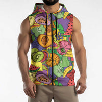 Hawaii Fruits Hippie Style Sleeveless Zip Hoodie Vibrant Colorful LT01 - Polynesian Pride