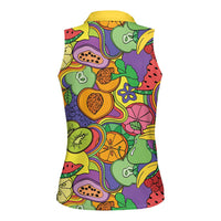 Hawaii Fruits Hippie Style Women Sleeveless Polo Shirt Vibrant Colorful LT01 - Polynesian Pride