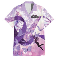 Personalized Polynesian Lupus Awareness Family Matching Puletasi and Hawaiian Shirt Butterfly Hologram Lupus Warrior LT01 Dad's Shirt - Short Sleeve Purple - Polynesian Pride